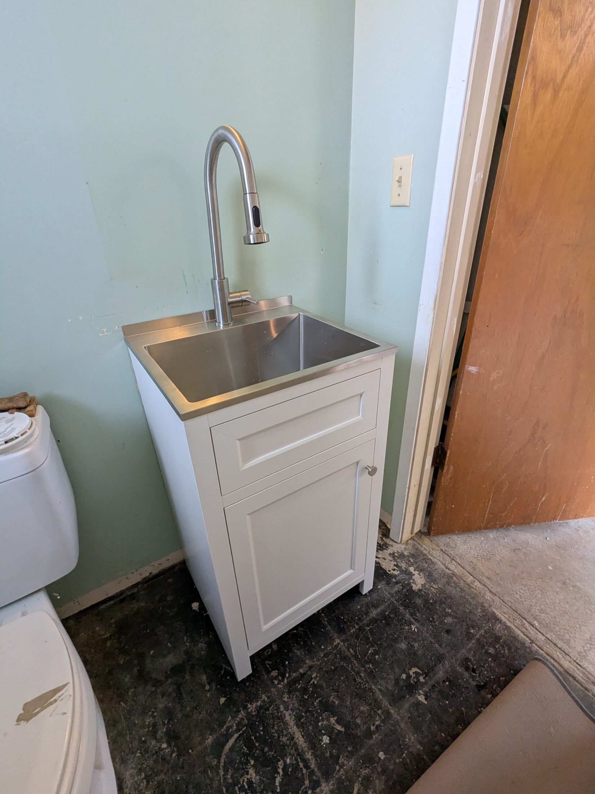 A completed install of a shop sink